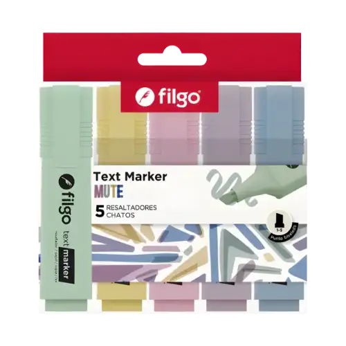 RESALTADOR TEXT MARKER MUTE ESTUCHE X5 FILGO