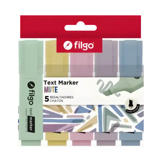 RESALTADOR TEXT MARKER MUTE ESTUCHE X5 FILGO