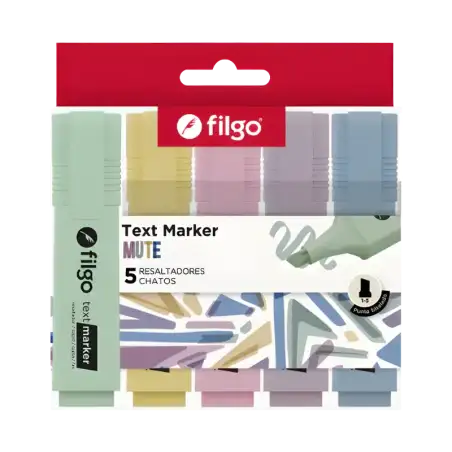 RESALTADOR TEXT MARKER MUTE ESTUCHE X5 FILGO