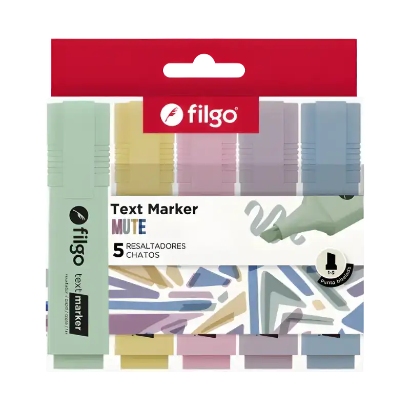RESALTADOR TEXT MARKER MUTE ESTUCHE X5 FILGO