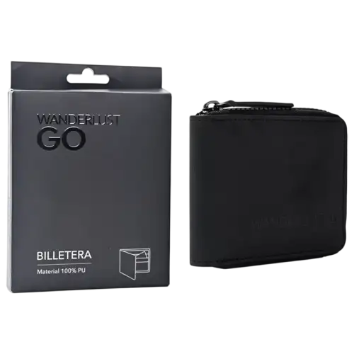 BILLETERA ENGOMADA CON CIERRE NEGRO