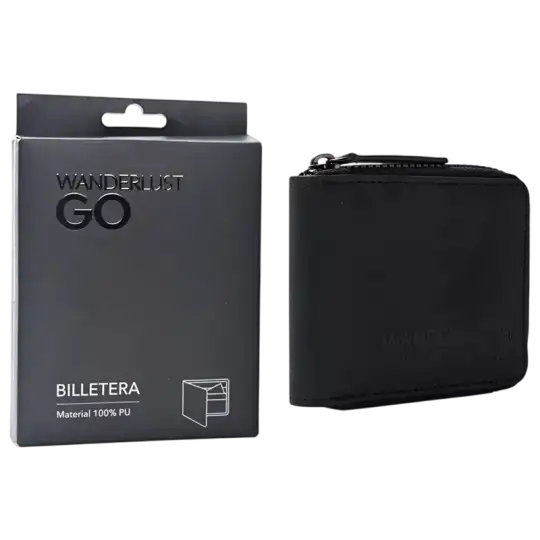 BILLETERA ENGOMADA CON CIERRE NEGRO