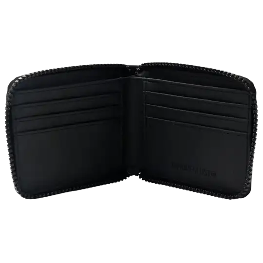 BILLETERA ENGOMADA CON CIERRE NEGRO