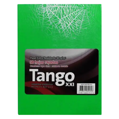 CUADERNO TANGO 16X21 98HJS RAYADAS  ARANIA VDE MAN