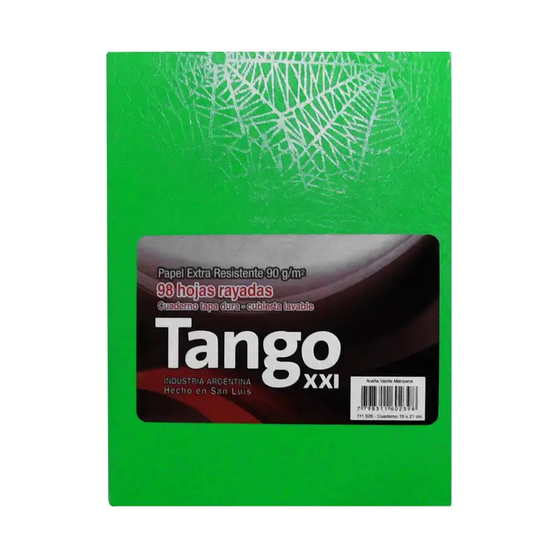 CUADERNO TANGO 16X21 98HJS RAYADAS  ARANIA VDE MAN