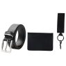 SET DE COMPUESTO CINTO TARJETERO Y LLAVERO NEGRO