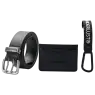 SET COMPUESTO CINTO TARJETERO Y LLAVERO NEGRO