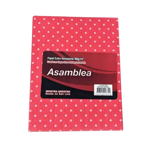 CUADERNO ASAMBLEA 16X21 50HJS RAYADAS LUNAR ROJO