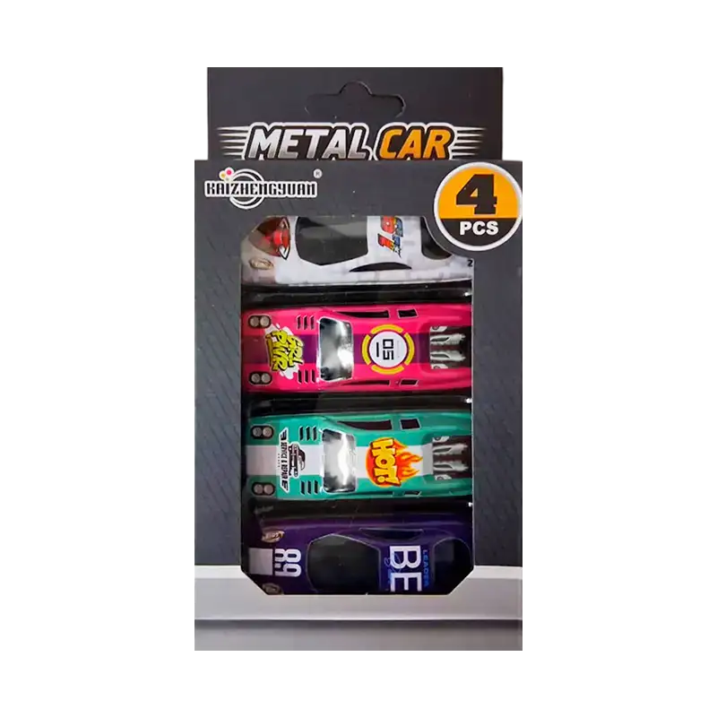 AUTITO DE METAL EN CAJA X4