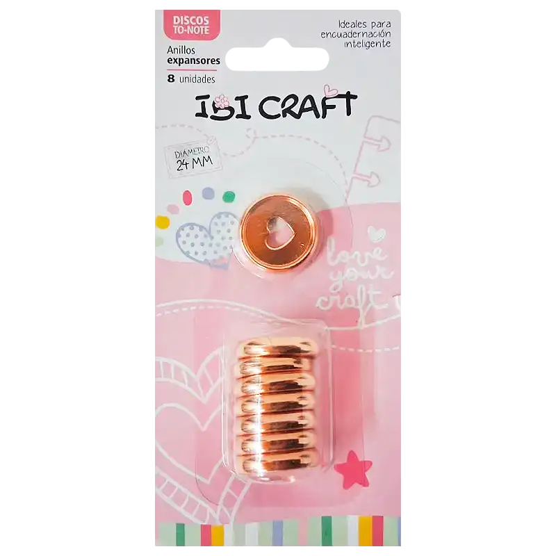 DISCOS DE EXPANSION 24mm CORAZON X8 ORO ROSA IBIC