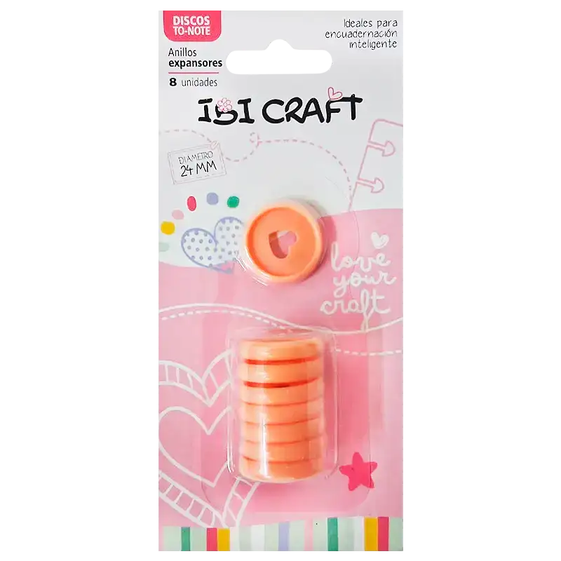 DISCOS DE EXPANSION 24mm CORAZON X8 DURAZNO