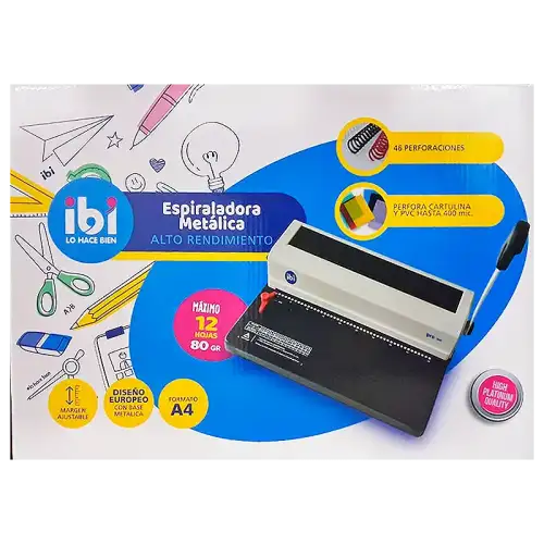 ESPIRALADORA ESPIRAL PVC A4 12HJS IBI
