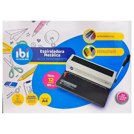 ESPIRALADORA ESPIRAL PVC A4 12HJS IBI