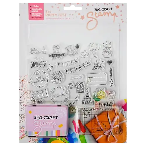 STAMP SET PARTY FEST SELLO+ ALMOHADILLA+ BASE IBI