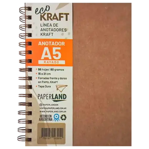 ANOTADOR ECO KRAFT A5 96HR 80Gr