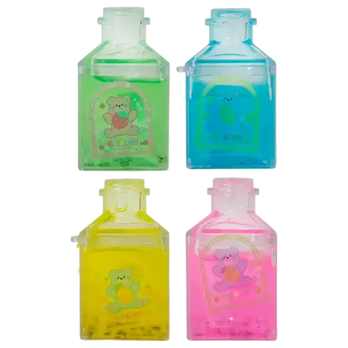SLIME EN FRASCO CUADRADO OSITOS BRILLO TRANSP