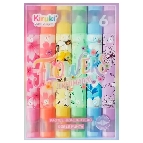 RESALTADOR DECORADO FLOWERS PASTEL X6