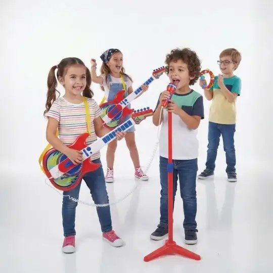 MICROFONO DE PIE DOBLE CON GUITARRA