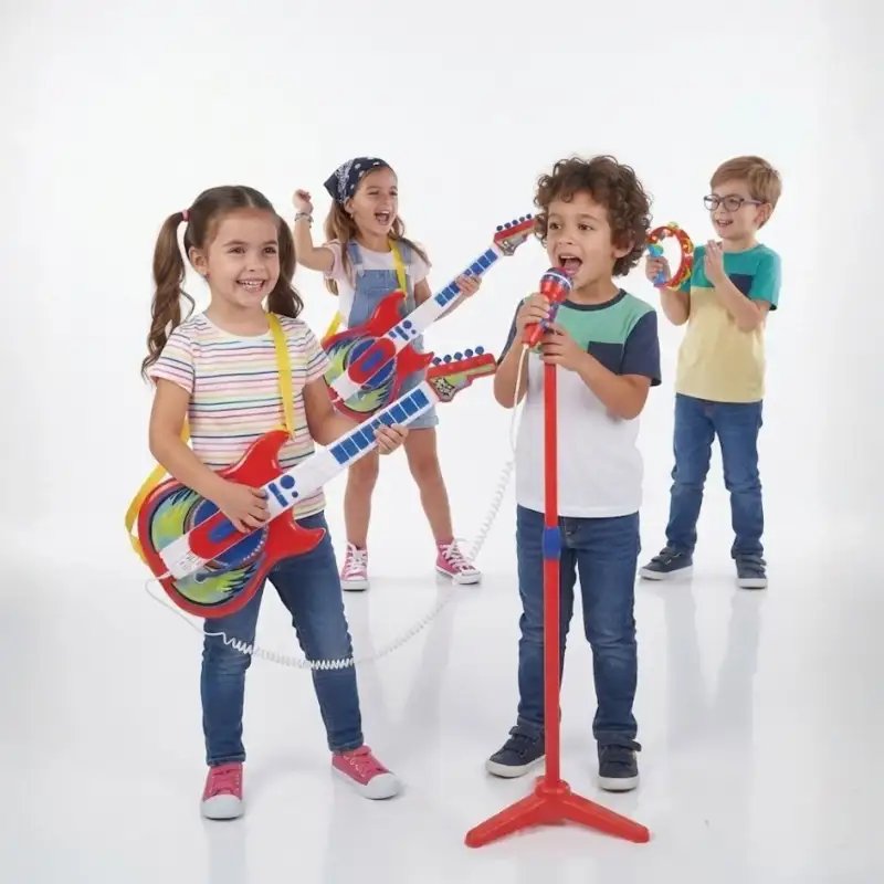 MICROFONO DE PIE DOBLE CON GUITARRA