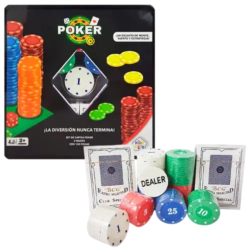SUPER SET DE CARTAS POCKER CON FICHAS