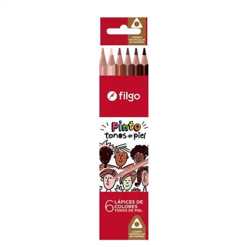 LAPICES DE COLORES TONOS PIEL X6 LARGOS FILGO