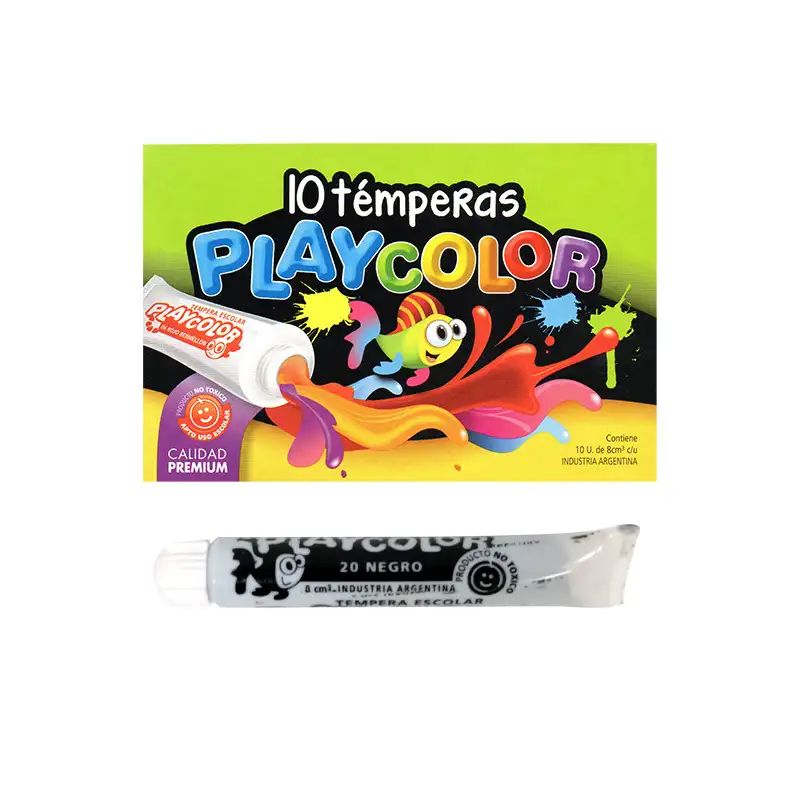 TEMPERA PLAYCOLOR POMO NEGRO 8CC X10