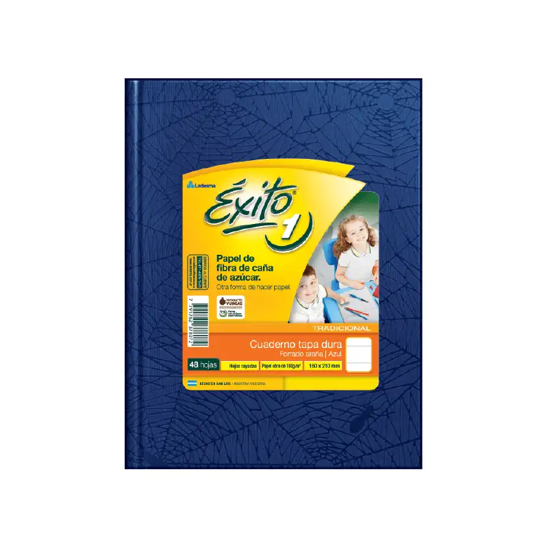 CUADERNO EXITO E1 16X21 FORRADO AZUL 48HJS RAYADO