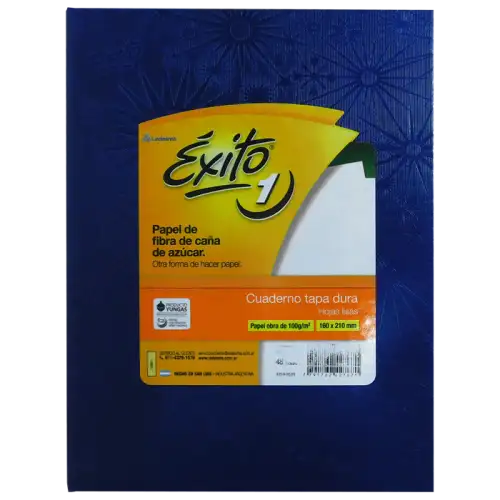 CUADERNO E1 16X21 ARANIA AZUL 48H LISO EXITO
