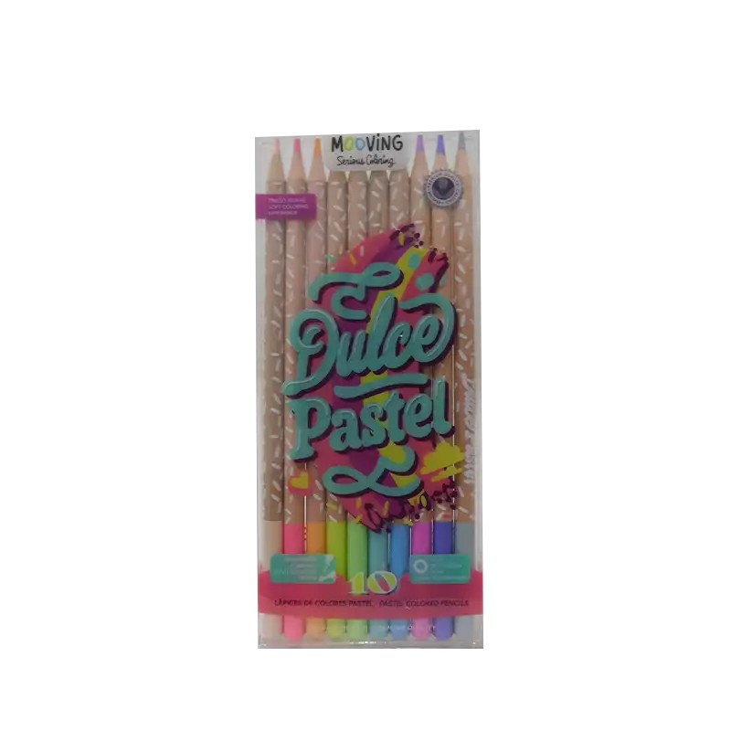 LAPICES DE COLORES MOOVING PASTELES X10U.