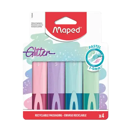 RESALTADOR MAPED GLITTER PASTEL ESTUCHE X4