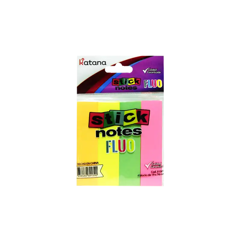 NOTAS ADHESIVOS FLUO 19X76MM X4PCS KATANA