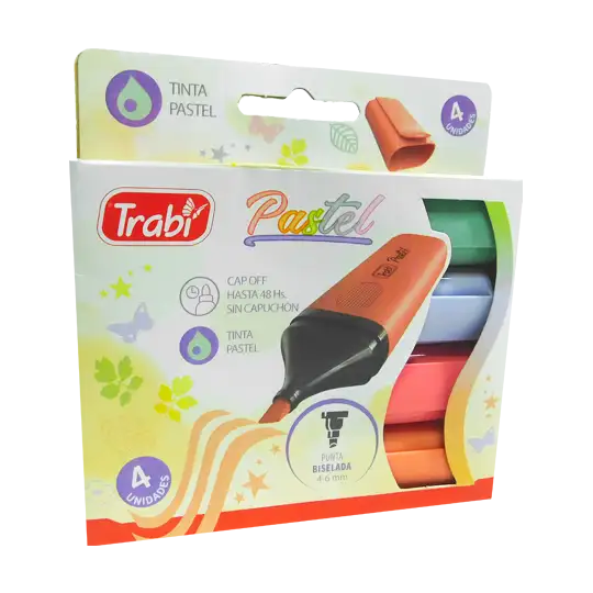 RESALTADOR PASTEL X4 SURTIDO TRABI