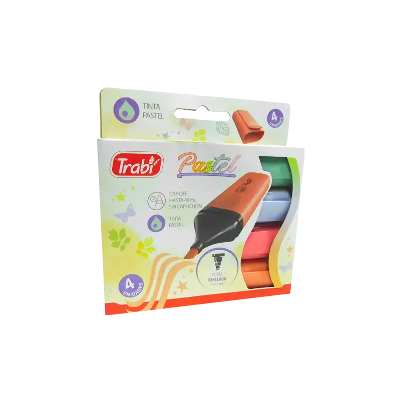 RESALTADOR PASTEL X4 SURTIDO TRABI