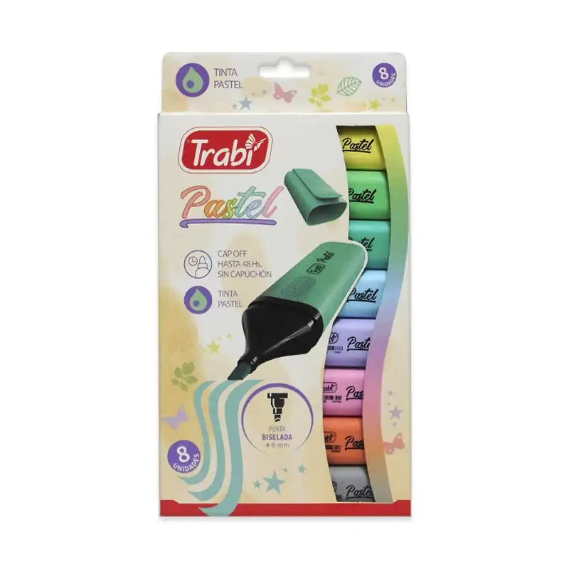 RESALTADOR TRABI PASTEL X8 SURTIDO