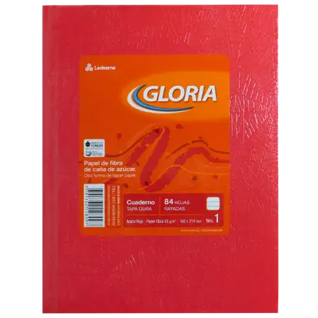 CUADERNO 16X21 ARANIA ROJO 84H RAY GLORIA