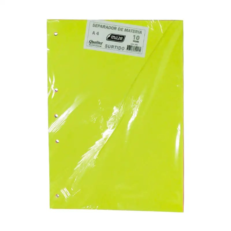 SEPARADOR DE CARTULINA A4 SURTIDO X10HJS MIL28