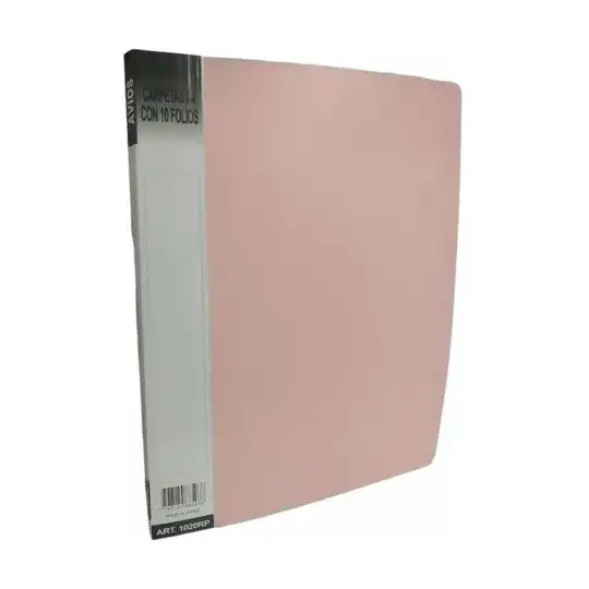 CARPETA C/10 FOLIOS A4 ROSA PASTEL