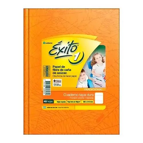 CUADERNO E1 16X21 FORRADO NARANJA 48H RAY EXITO