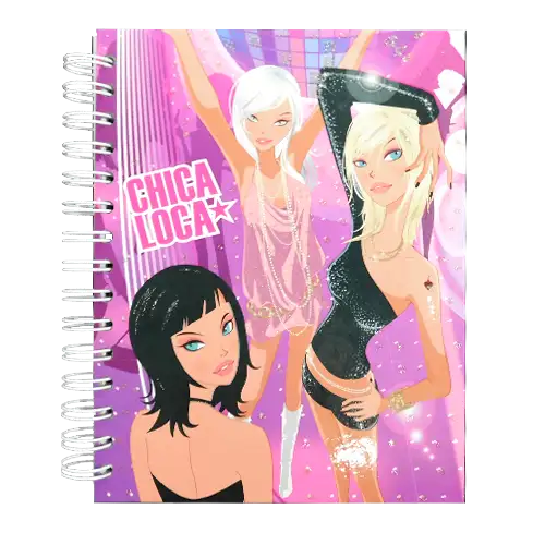 CUADERNO 16X21 96HJS RAYADAS CHICA LOKA GLITTER