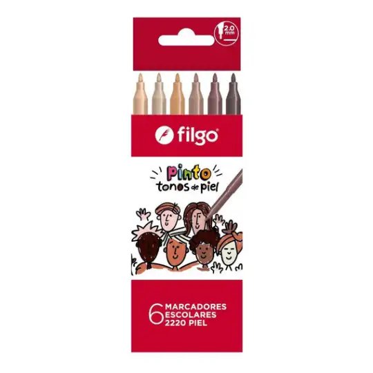 MARCADOR ESCOLAR FILGO PINTO PIEL X6