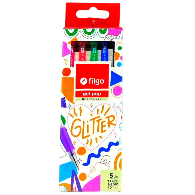 ROLLER GEL POP ESTUCHE GLITTER X5  FILGO