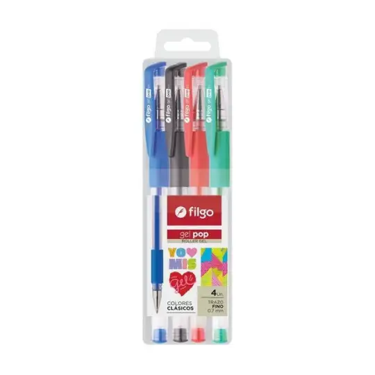 ROLLER GEL POP ESTUCHE CLASICO X4 FILGO
