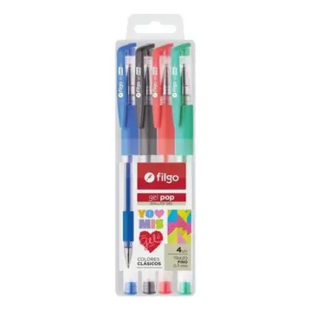 ROLLER GEL POP ESTUCHE CLASICO X4 FILGO