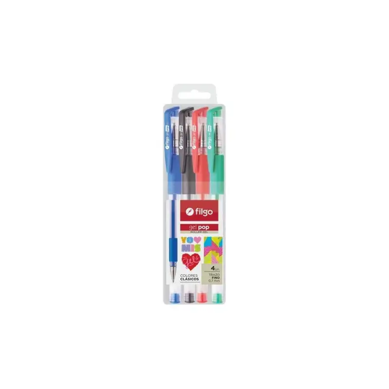 ROLLER GEL POP ESTUCHE CLASICO X4 FILGO