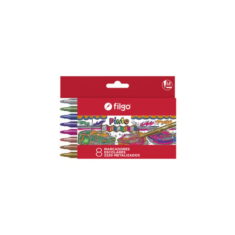 MARCADOR ESCOLAR PINTO METALIZADO X8 FILGO
