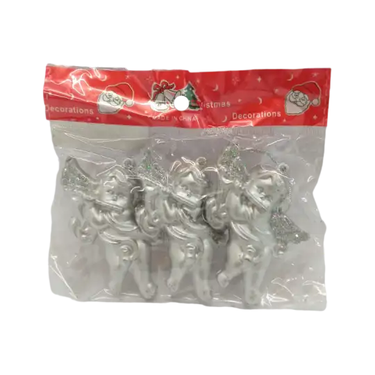 SET X3 ANGELES EN PURPURINA 8CM