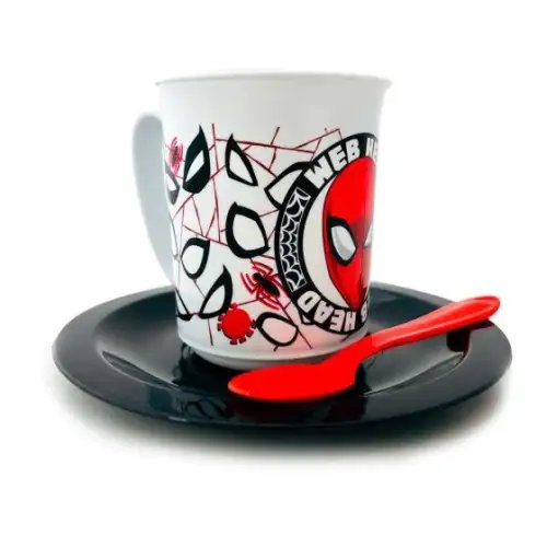 SET TAZA CON PLATO CUCH SPIDERMAN BELGIOCO