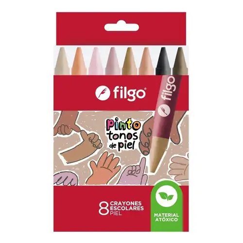 CRAYONES DE CERA PINTO X8 PIEL FILGO
