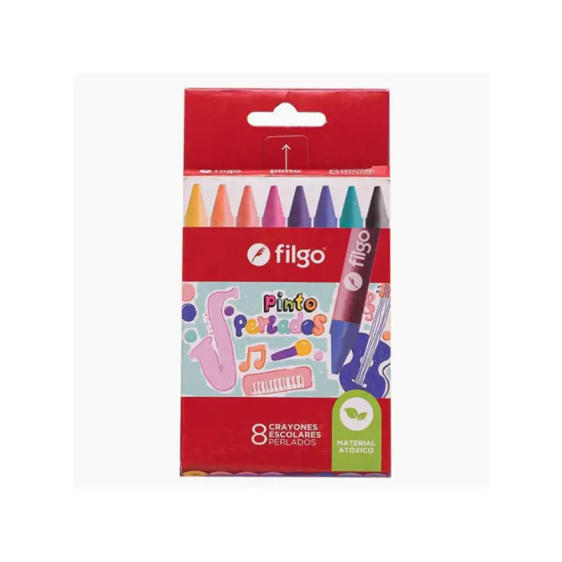CRAYONES DE CERA FILGO PINTO PERLADO X8