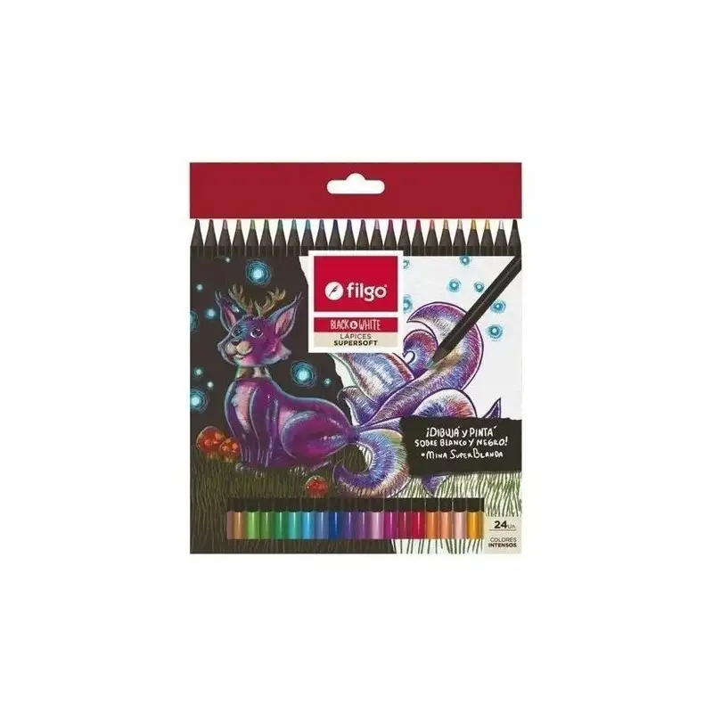 LAPICES DE COLORES BLACK & WHITE X24 LARGOS FILGO
